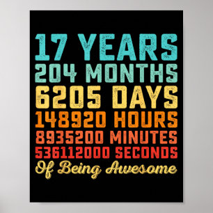 Poster Citação engraçada de aniversário de 17 anos Matemá
