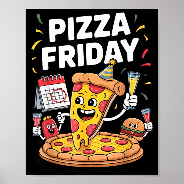 Poster Citação engraçada de comida de sexta-feira Zza par (Frente)