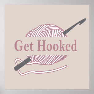 Poster citação engraçada de crochê dizendo crocheter