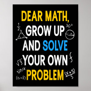 Poster Citação engraçada de matemática para meninas menin