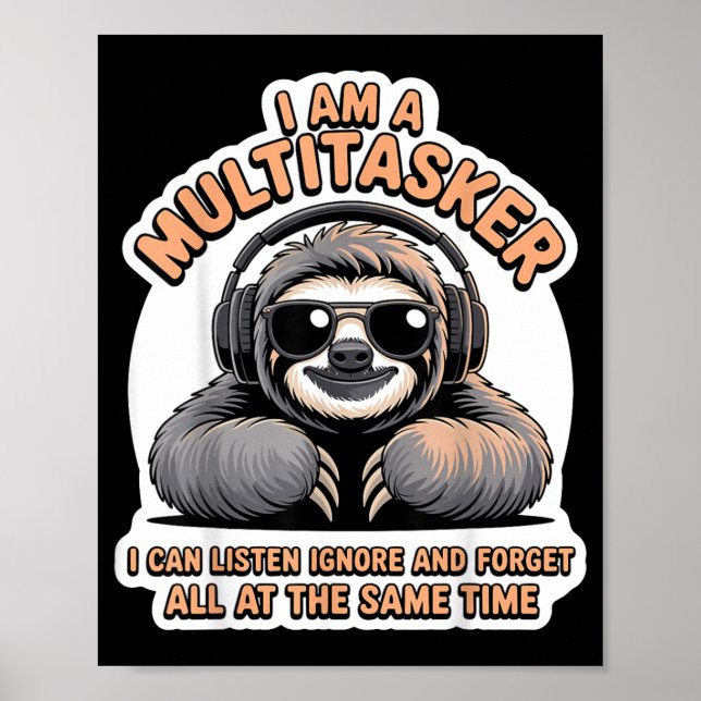 Poster Citação engraçada de multitarefa Humor sarcástico  (Frente)