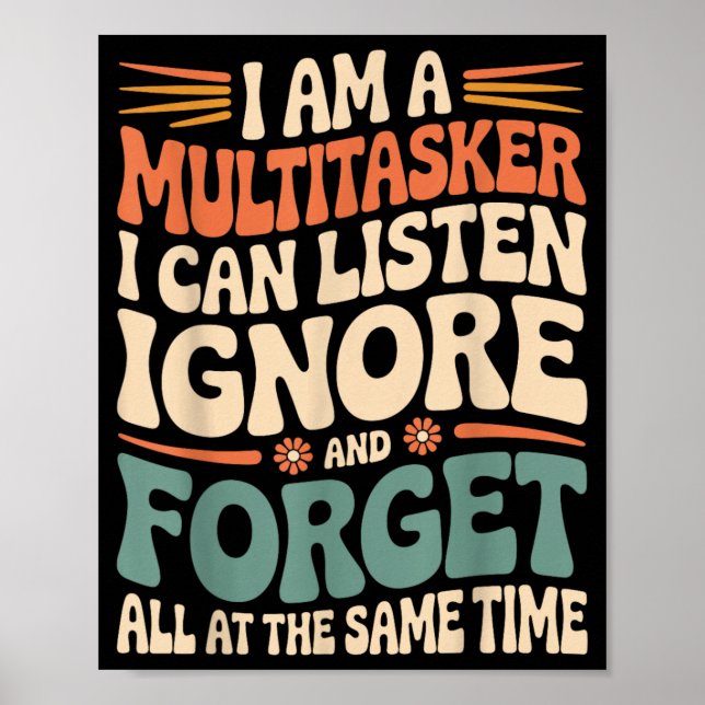 Poster Citação engraçada de multitarefa Humor sarcástico  (Frente)