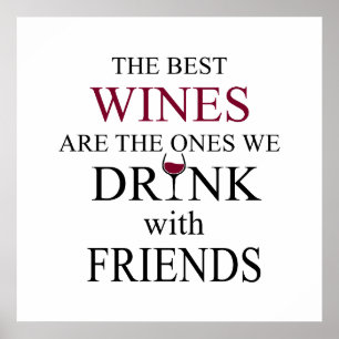 Poster citação engraçada de vinho para amigos