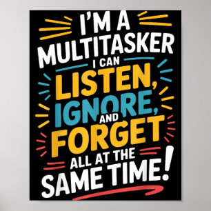 Poster Citação Engraçada Ditado Divertido Multitarefa