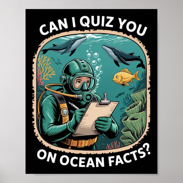 Poster Citação engraçada do questionário do oceano para a (Frente)