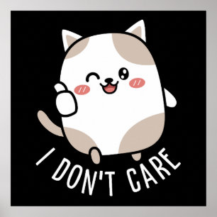 Poster Citação Engraçada Fofa e Sarcástica de Gato com Po