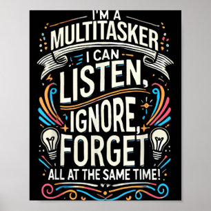 Poster Citação engraçada humorística multitarefa frase en