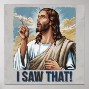 Poster Citação Engraçada Jesus Meme Eu Vi Isso Cristão
