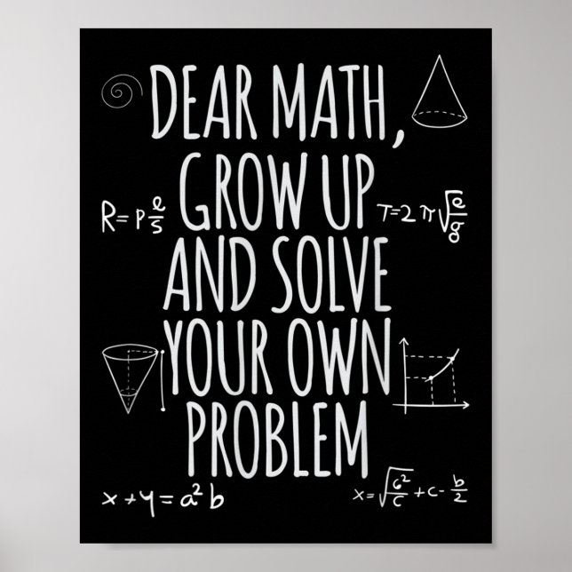 Poster Citação engraçada Querida Matemática Cresça Soluci (Frente)