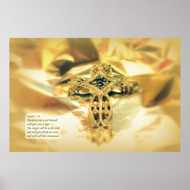 Póster Citação entre cruzamentos e Bíblias - Cristianismo (Frente)