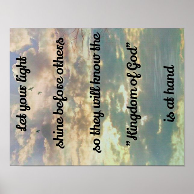 Póster Citação espiritual "Reino de Deus" sobre o céu com (Frente)