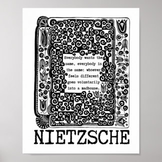 Poster citação filosófica de Ovinos e MADHOUSE de Nietzsc