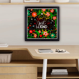 Poster Citação Floral Inspiradora Seja Gentil Sala de Aul