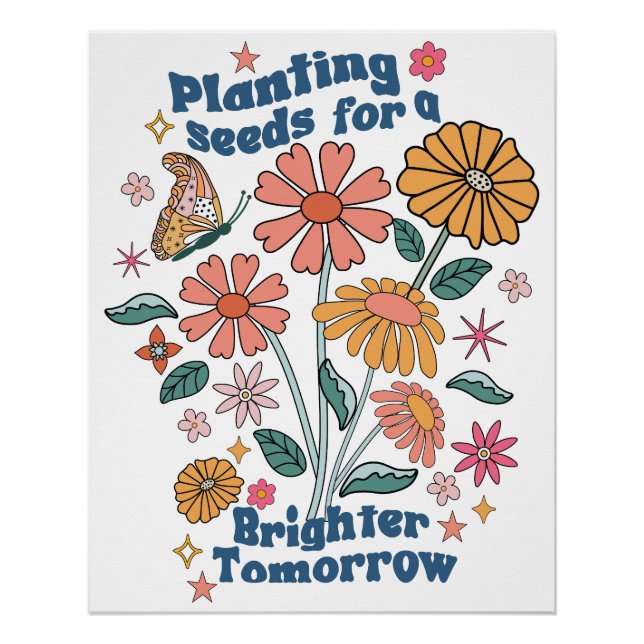 Póster Citação Floral Retro  (Frente)