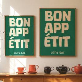 Poster Citação Francesa Cozinha Parede Bom Apetite Cartaz