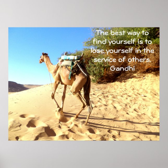 Póster Citação Inspiracional Gandhi Sobre Autoajuda (Frente)