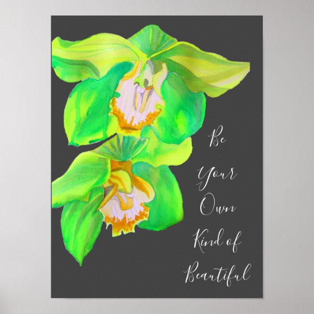Poster Citação inspiradora da Orquídea Moderna (Frente)