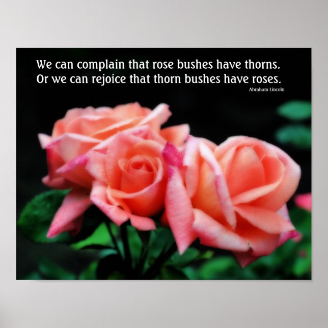 Poster Citação Inspiradora de Atitude de Rosas de Peach (Frente)