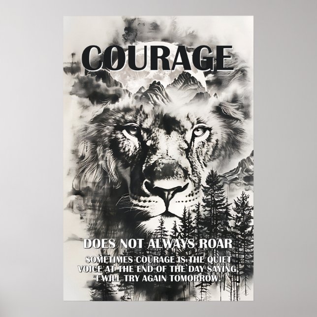 Poster Citação Inspiradora de Coragem (Frente)