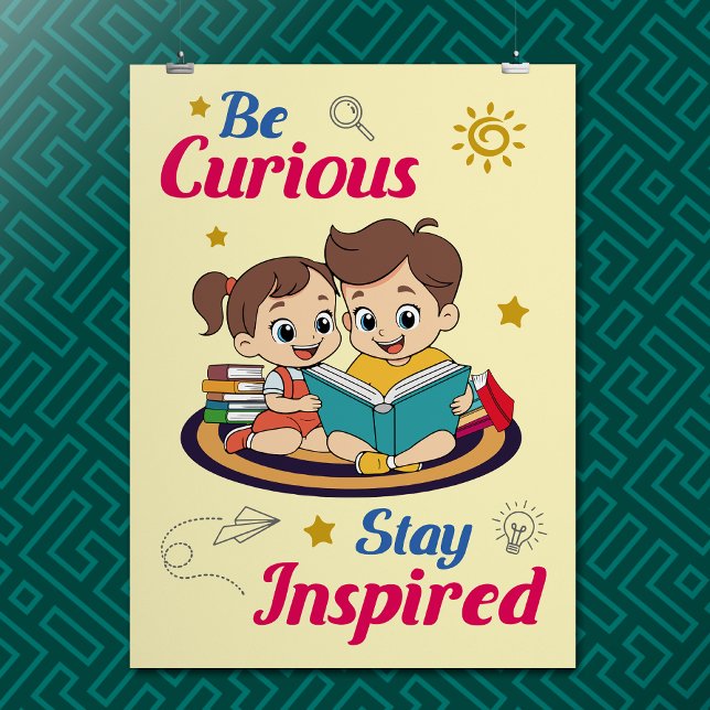Poster Citação Inspiradora de Curiosidade de Desenho Anim (Criador carregado)