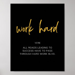 Poster Citação Inspiradora de Duro de Trabalho