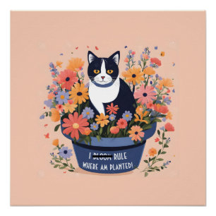 Póster Citação Inspiradora de Gato Engraçado