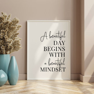 Poster Citação Inspiradora de Mentalidade Impressa