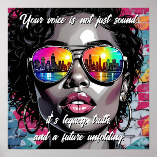 Poster Citação Inspiradora e Mulher da Cidade
