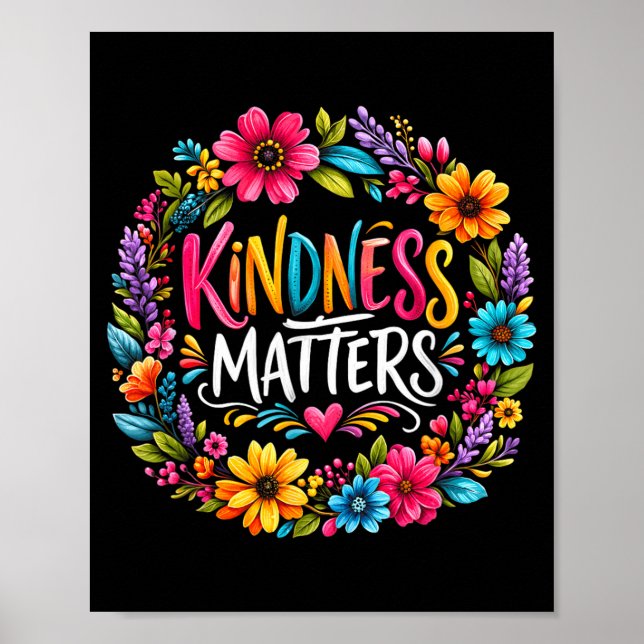 Poster Citação Inspiradora Flor Colorida Bondade (Frente)