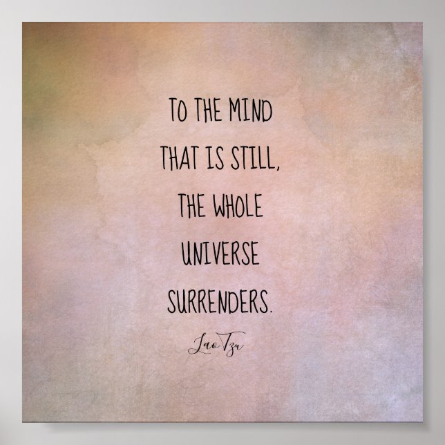 Poster citação inspiradora Lao Tzu afligido tons quentes (Frente)