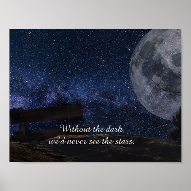 Poster Citação Inspiradora Lua e Estrelas (Frente)