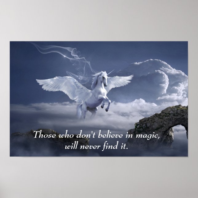 Poster Citação Inspiradora Mágica do Pegasus Motivacional (Frente)