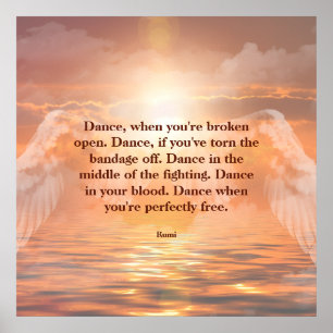 Poster Citação Inspiradora Motivacional Rumi Asas de Anjo
