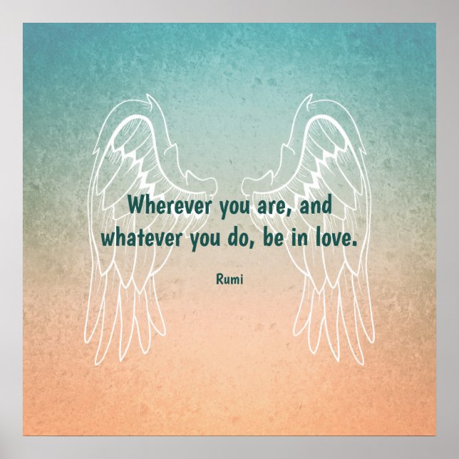 Poster Citação Inspiradora Motivacional Rumi Asas de Anjo (Frente)