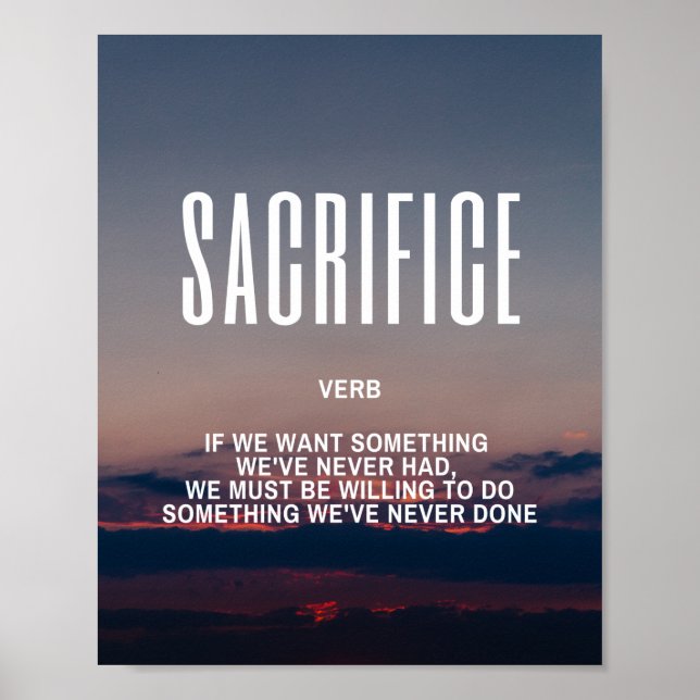 Poster Citação Inspiradora Sobre Sacrifício (Frente)