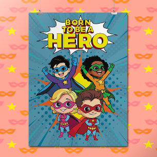 Poster Citação Inspiradora Super Herói do Livro de Cartoo