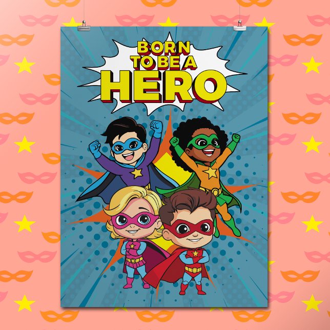 Poster Citação Inspiradora Super Herói do Livro de Cartoo (Criador carregado)