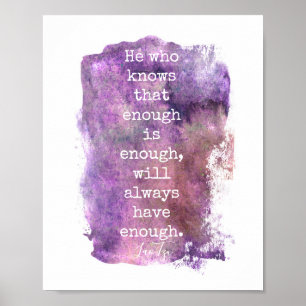 Poster citação inspiradora texto roxo Lao Tzu