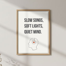 Poster Citação Mínima Calma. Decoração Relaxante de Quart