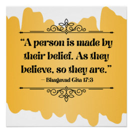 Póster Citação Mínimalista Bhagavad Gita, Ouro inspirada