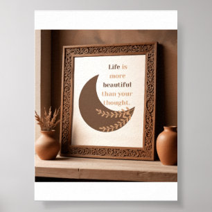 Poster Citação Minimalista da Lua e Botânica em Tom Terro