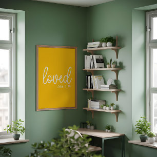 Poster Citação minimalista de amor fé amarelo brilhante