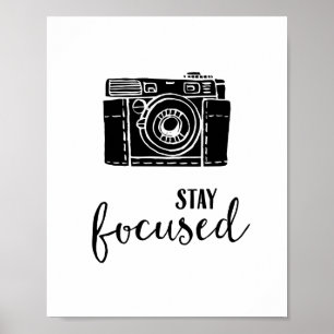 Póster Citação Motivacional Câmera Vintage Foco