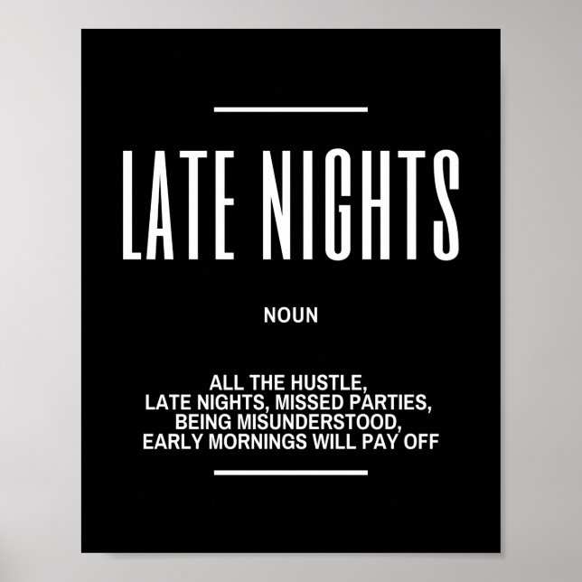Poster Citação Motivacional das Noites Tardias (Frente)