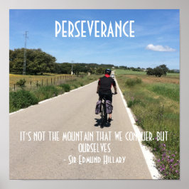 Póster Citação Motivacional de Ciclismo de Perseverança