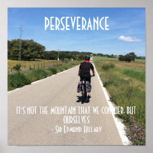 Póster Citação Motivacional de Ciclismo de Perseverança