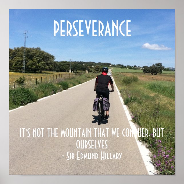 Póster Citação Motivacional de Ciclismo de Perseverança (Frente)