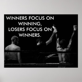 Póster Citação Motivacional de Vitória no Ringue de Boxe