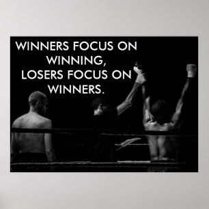 Póster Citação Motivacional de Vitória no Ringue de Boxe