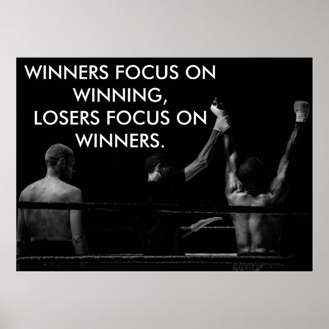 Póster Citação Motivacional de Vitória no Ringue de Boxe (Frente)